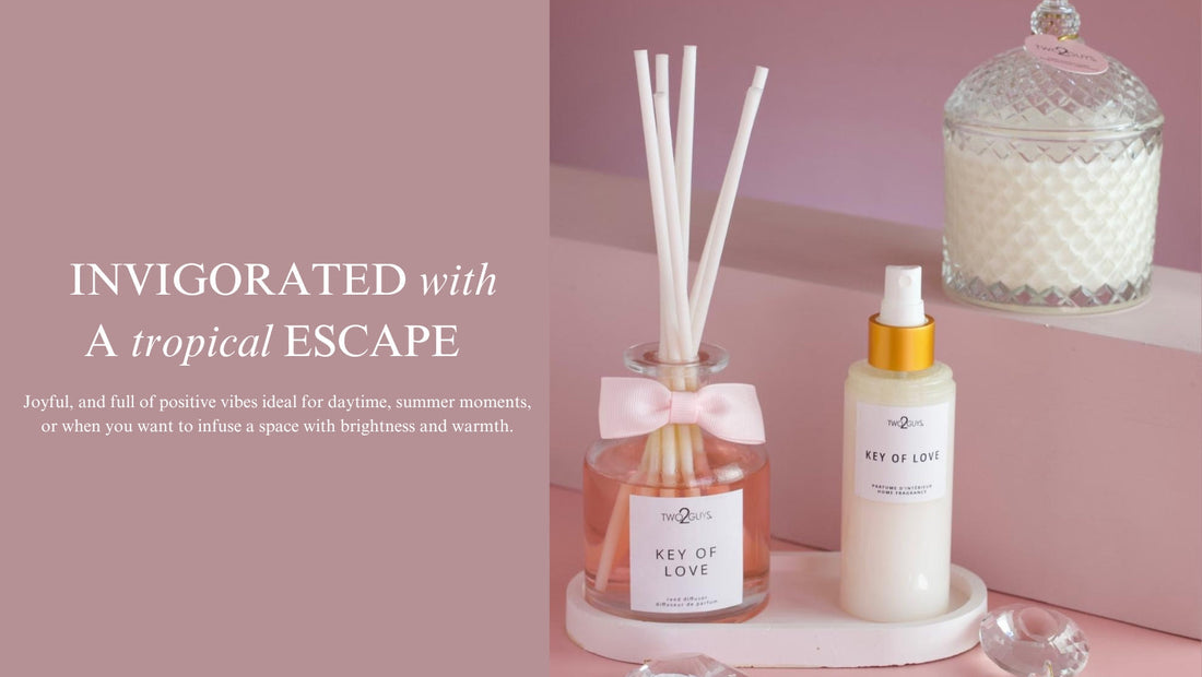 "Key of Love: A Symphony of Passion Fruit, Mango, and Pineapple in a Candle"