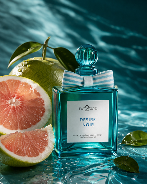 TURQUOISE GLASS BOTTLE, WITH A WHITE LABEL AND STRIPP BOW